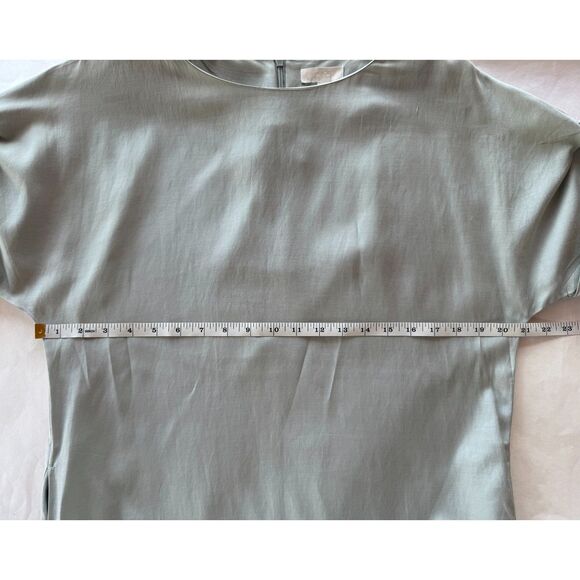 COS Cupro Cotton Short Roll Sleeve Crew Neck Shift Dress in Celadon Green Size 6 - Picture 13 of 13